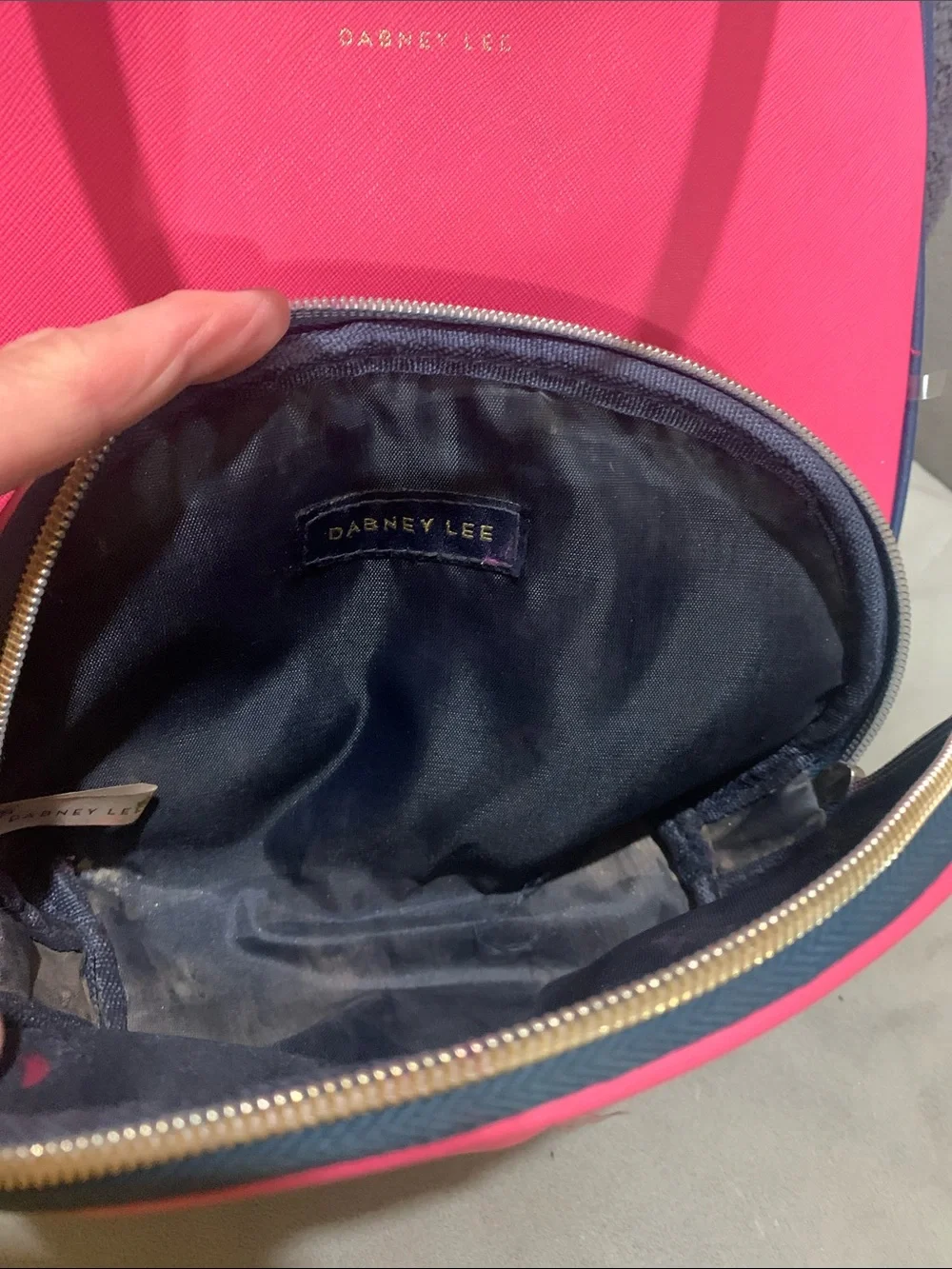 Dabney Lee Pink and Navy Cosmetic Travel Bag Duo